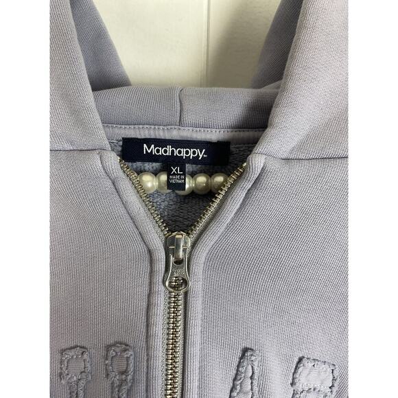 Madhappy Unisex Full Zip French Terry Hoodie with Sewn on Applica Size XL - Picture 3 of 7